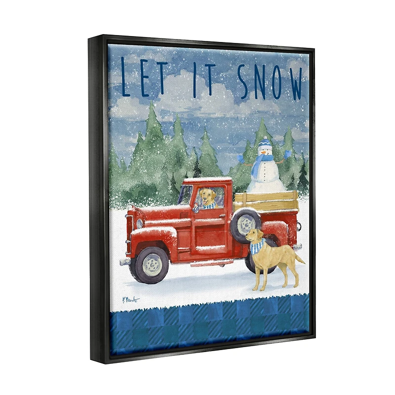 Stupell Industries Let It Snow Winter Dogs Framed Floater Canvas Wall Art