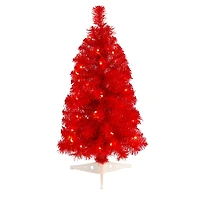2ft. Pre-Lit Red Artificial Christmas Tree, Warm White LED Lights