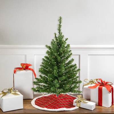 3ft. Pre-Lit Canadian Pine Medium Artificial Christmas Tree, Clear & White LED Lights