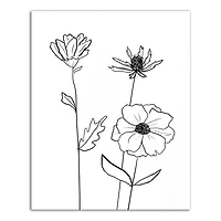 Simple Floral Drawing Canvas Wall Art
