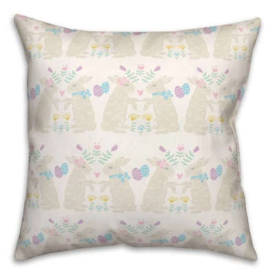 Vintage Easter Bunnies Throw Pillow