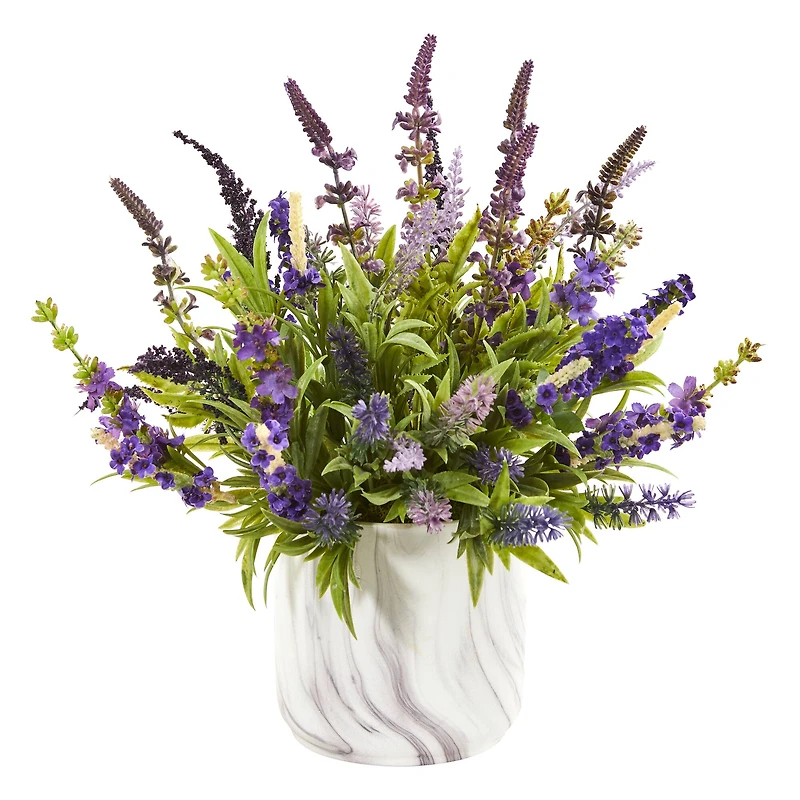 15" Lavender Arrangement in Marble Vase