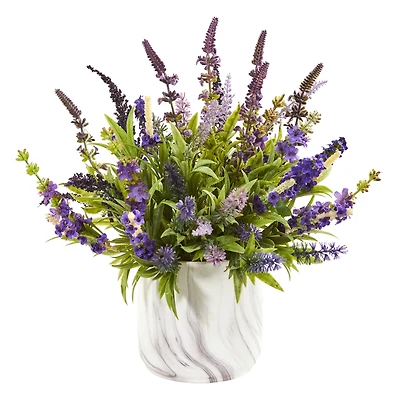 15" Lavender Arrangement in Marble Vase