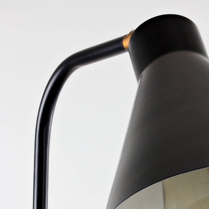 21" Modern Industrial Black Metal Accent Table Lamp with White Marble Base 