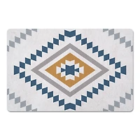 White Blue & Gray Southwestern Pattern Floor Mat