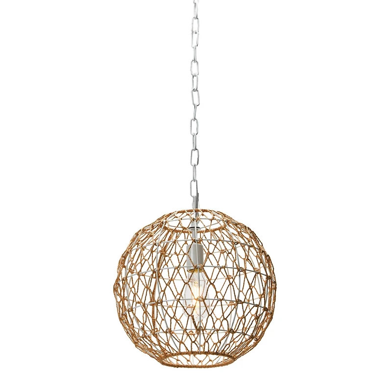 Hello Honey® Robert Stevenson Lighting Alaina 14" Natural Paper Rope & Metal Ceiling Light
