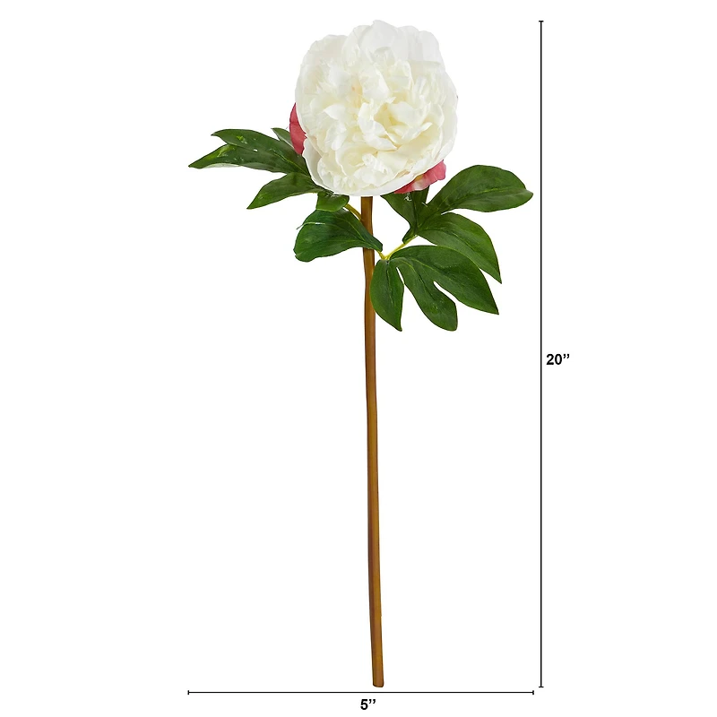 White Peony Artificial Flower Stem, 3ct.