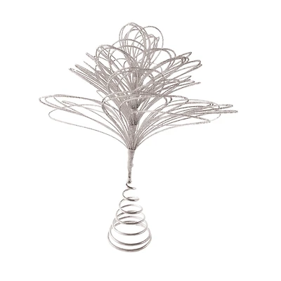 Hello Honey® 14.5" Silver Finish Metal and Glass Beaded Tree Topper