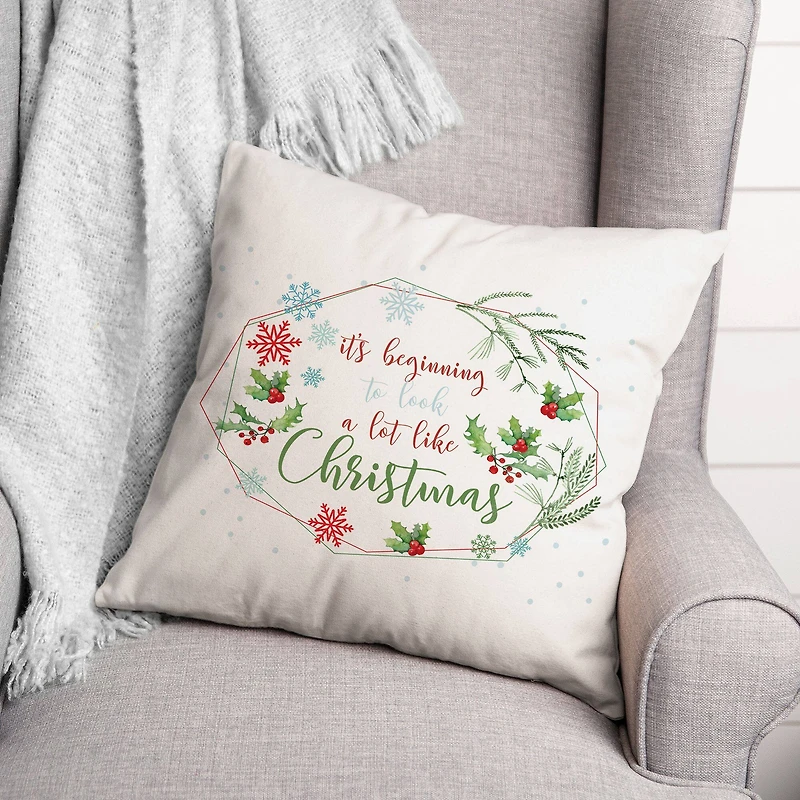 Beginning Look Christmas 18x18 Throw Pillow