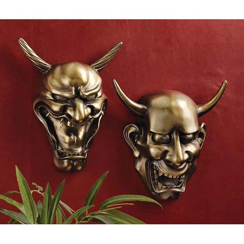 Design Toscano Hannya Demon Mask Wall Sculptures Set