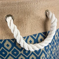 DII® 15" Blue Ikat Round Burlap Bin