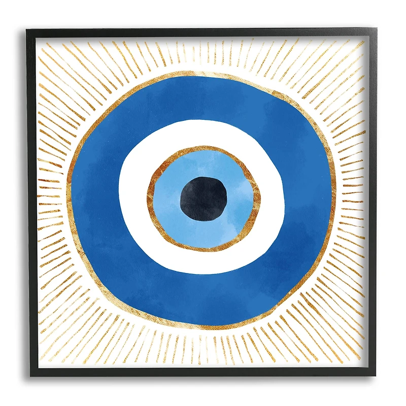 Stupell Industries Evil Eye Symbol Striped Rays Framed Giclee Art