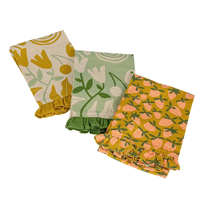 Hello Honey® Fruit Print Cotton Tea Towels, 3ct.