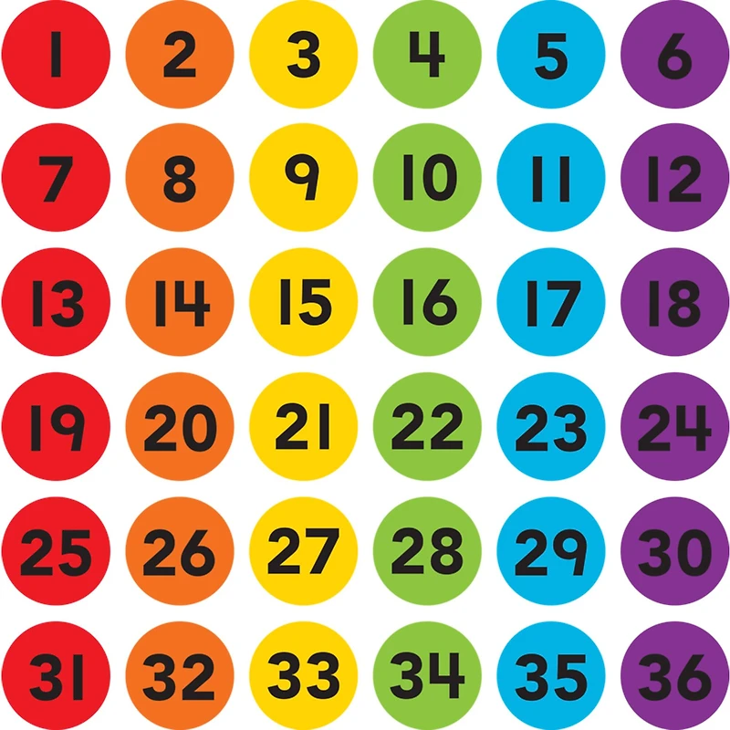Teacher Created Resources Spot On® 4" Numbered Carpet Markers, 36ct.