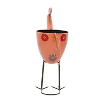 20" Pink Iron Eclectic Rooster Planter