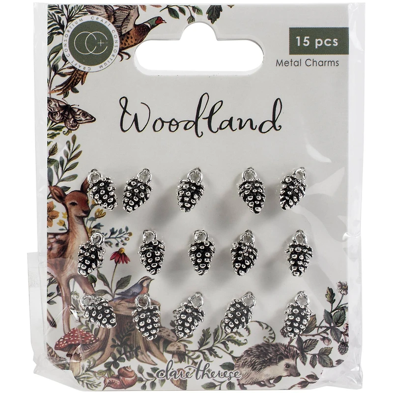 Craft Consortium Woodland Silver Pine Cone Metal Charms