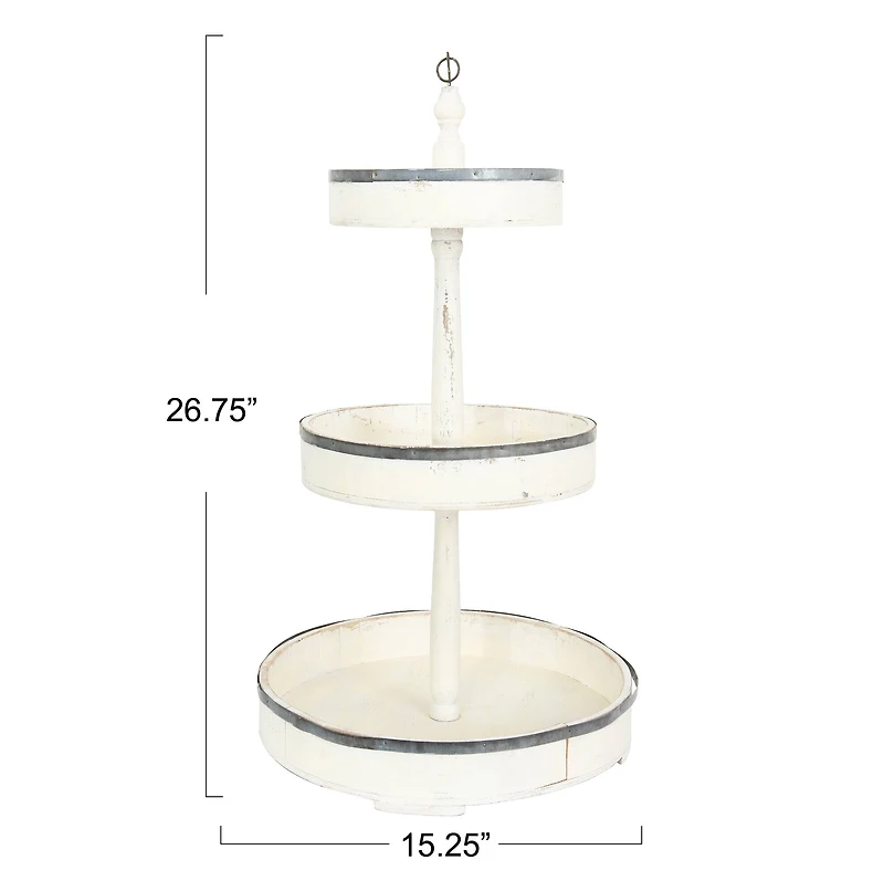 Hello Honey® 26.5" Decorative Wood & Tin 3 Tier Tray