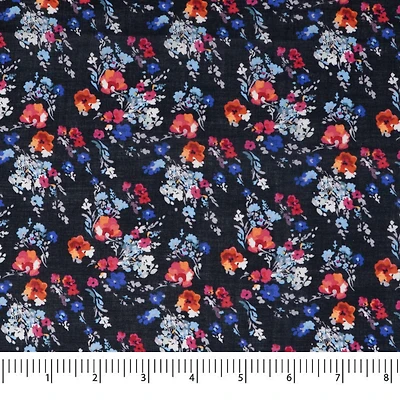SINGER Navy Floral Cotton Lawn Fabric