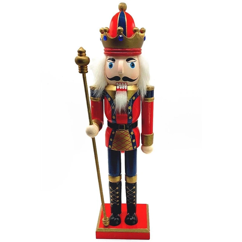 Wizardi Classic Wooden Christmas Nutcracker the Staffbearer Festive Decoration
