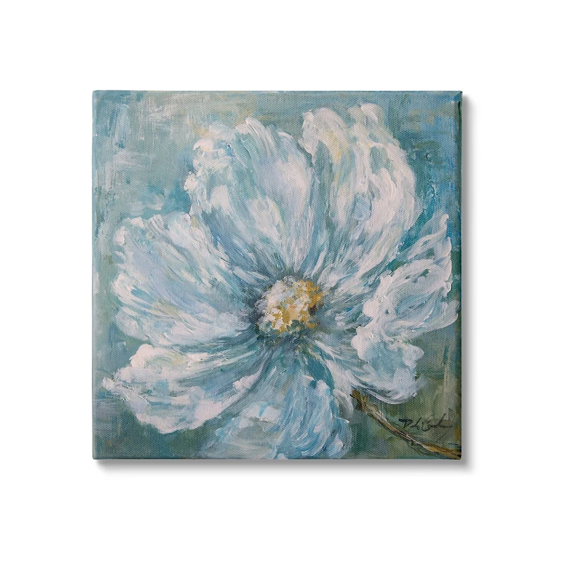 Stupell Industries Blue Flower Bloom Abstract Petal Texture Traditional Painting Canvas Wall Art
