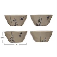 Hello Honey® Antique White & Blue Hand-Stamped Stoneware Bowl Set