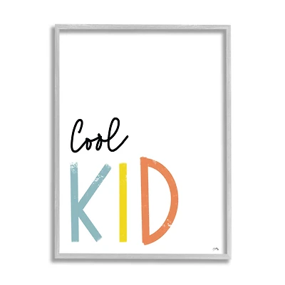 Stupell Industries Cool Kid Text Minimal Red Yellow Blue Typography Framed Wall Art