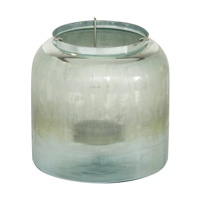 8" Turquoise Glass Contemporary Candlestick Holder