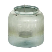 8" Turquoise Glass Contemporary Candlestick Holder