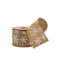 2.5" x 20ft. White Snowflakes Wired Faux Linen Ribbon by Celebrate It®