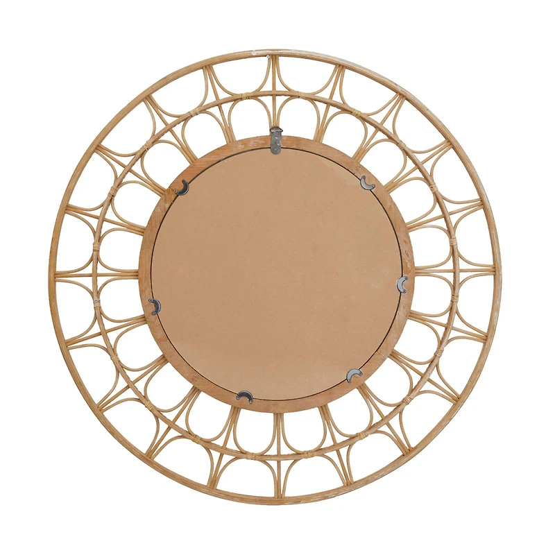 Brown Bamboo Bohemian Wall Mirror, 35" x 1" x 35"