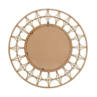 Brown Bamboo Bohemian Wall Mirror, 35" x 1" x 35"