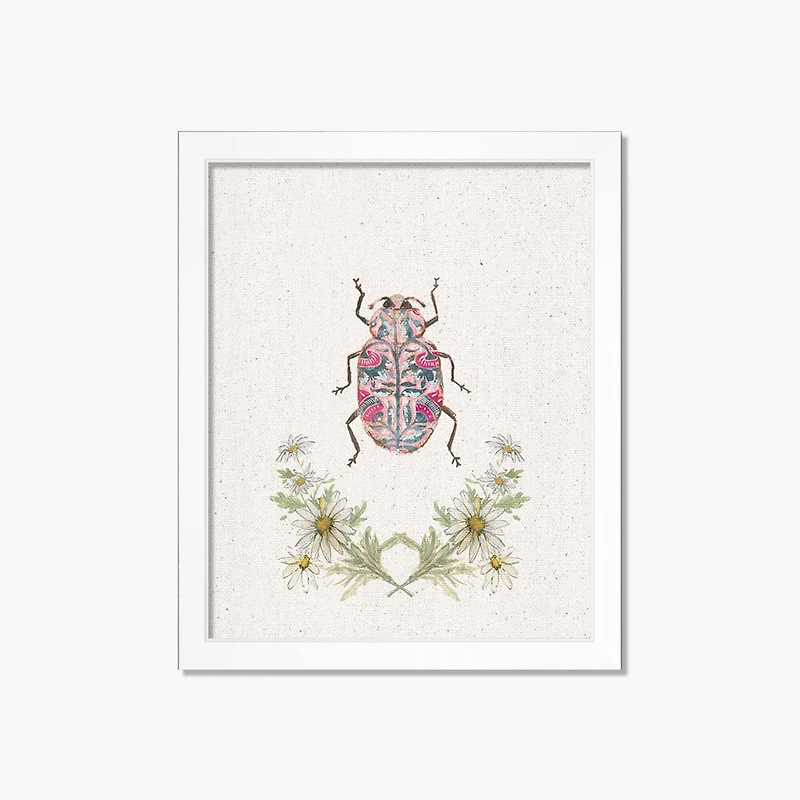 Floral Insect 16" x 20" White Framed Print Under Plexiglass