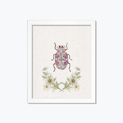 Floral Insect 16" x 20" White Framed Print Under Plexiglass