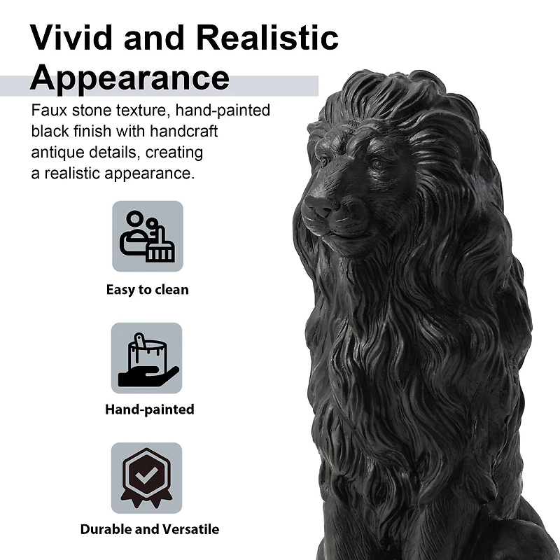 Glitzhome® 27.75" MGO Guardian Sitting Lion Garden Statue