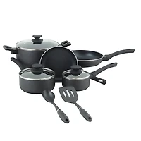 Oster Ashford 10-Piece Black Aluminum Nonstick Cookware Set
