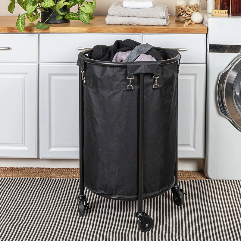 Household Essentials 32" Black Round Laundry Hamper