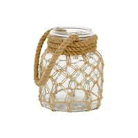 The Novogratz Brown Glass Coastal Lantern, 9" x 7" x 8"