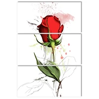 Designart - Red Rose Hand drawn