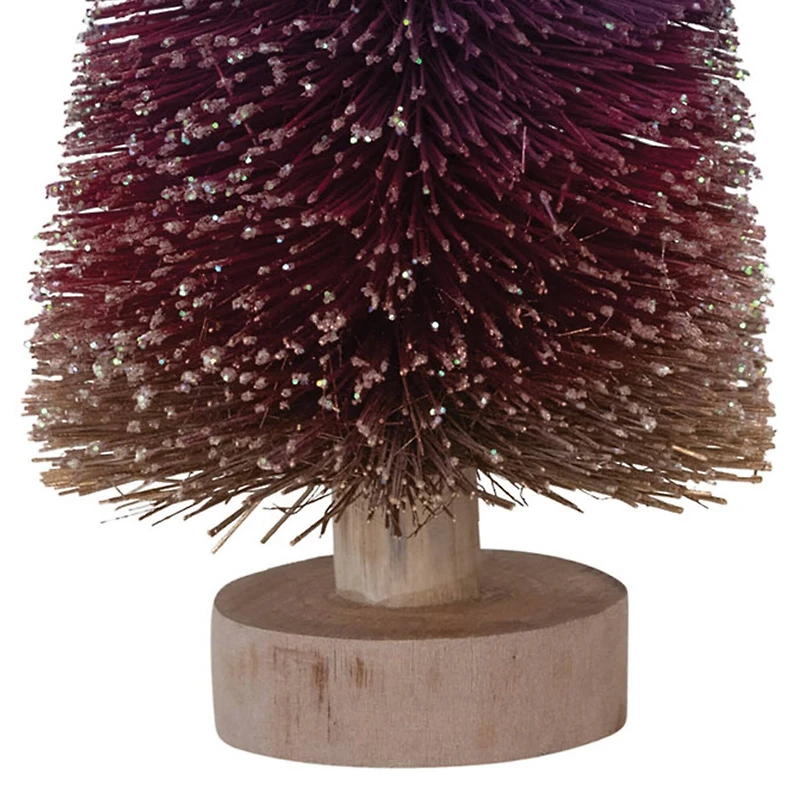 Hello Honey® 9" Purple Ombre Bottle Brush Tree with Wood Base and Glitter