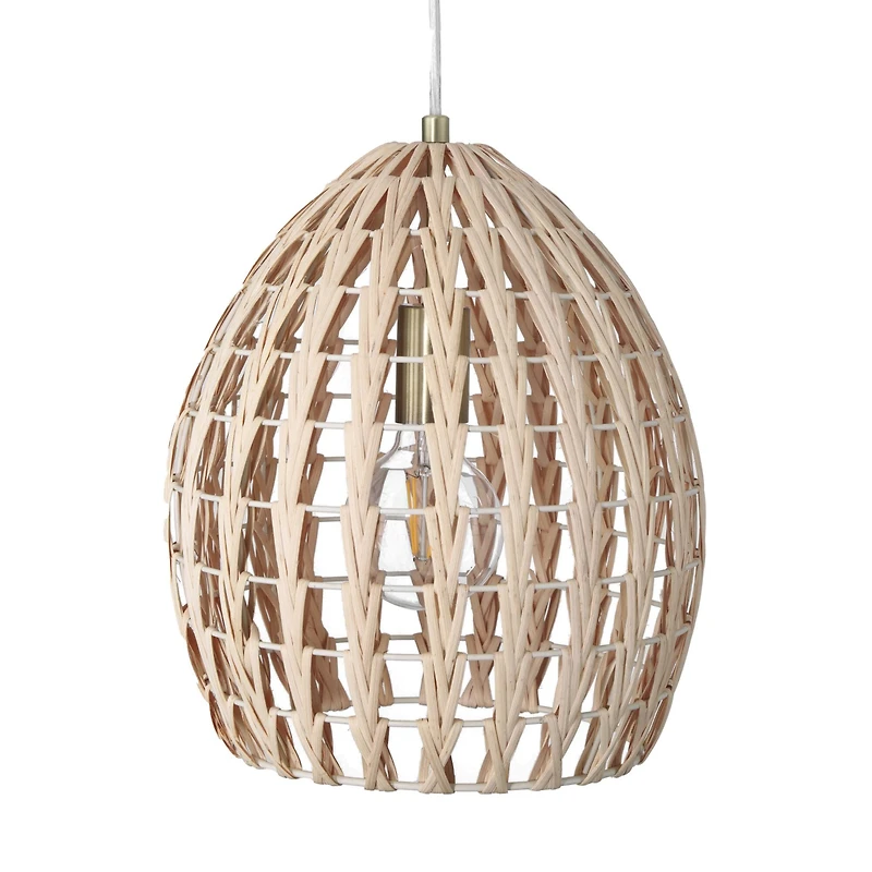 Hello Honey® Persephone Natural Metal & Handwoven Rattan Ceiling Light