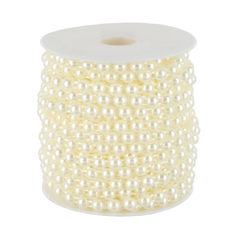5.8mm Round Flatback Plastic Pearl Bead Garland