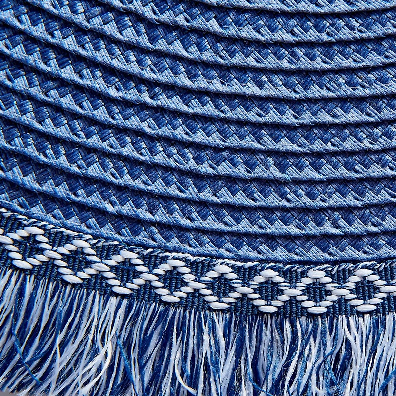 DII® 15" Round Nautical Blue Fringed Placemat Set, 6ct.