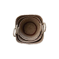 Hello Honey® Natural & Brown Striped Woven Seagrass Handled Nesting Basket Set