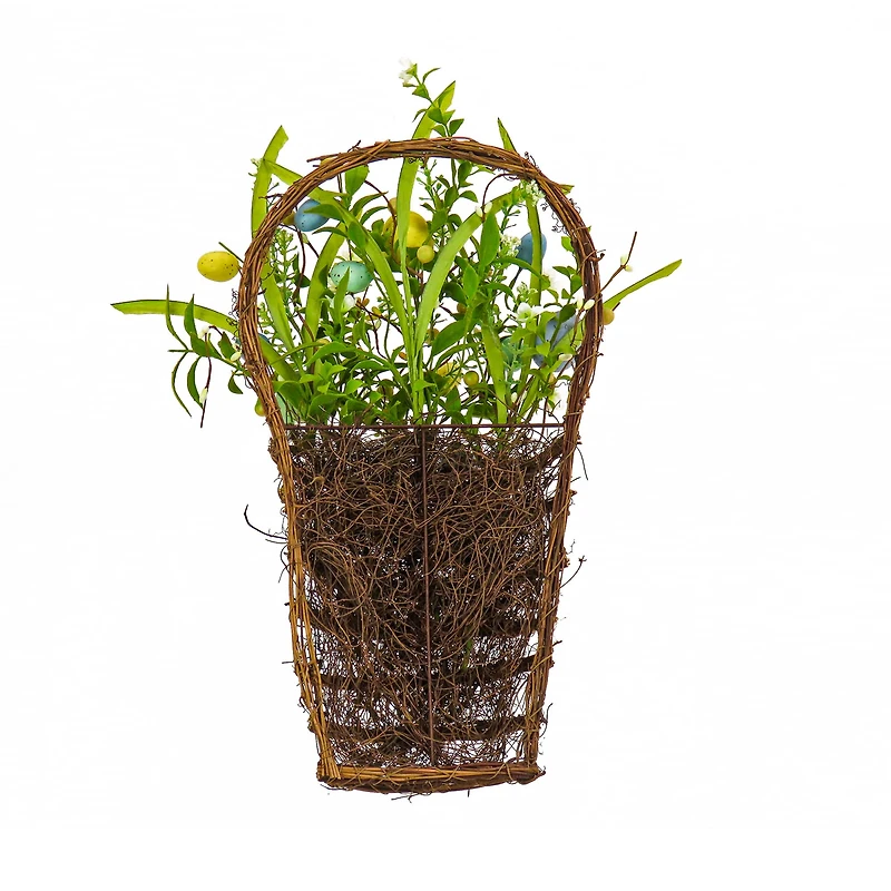 18" Spring Flowers & Eggs Wall Basket