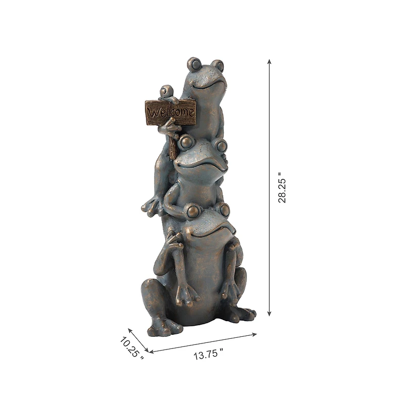Glitzhome® 28" Bronze Stacked Frog Statue