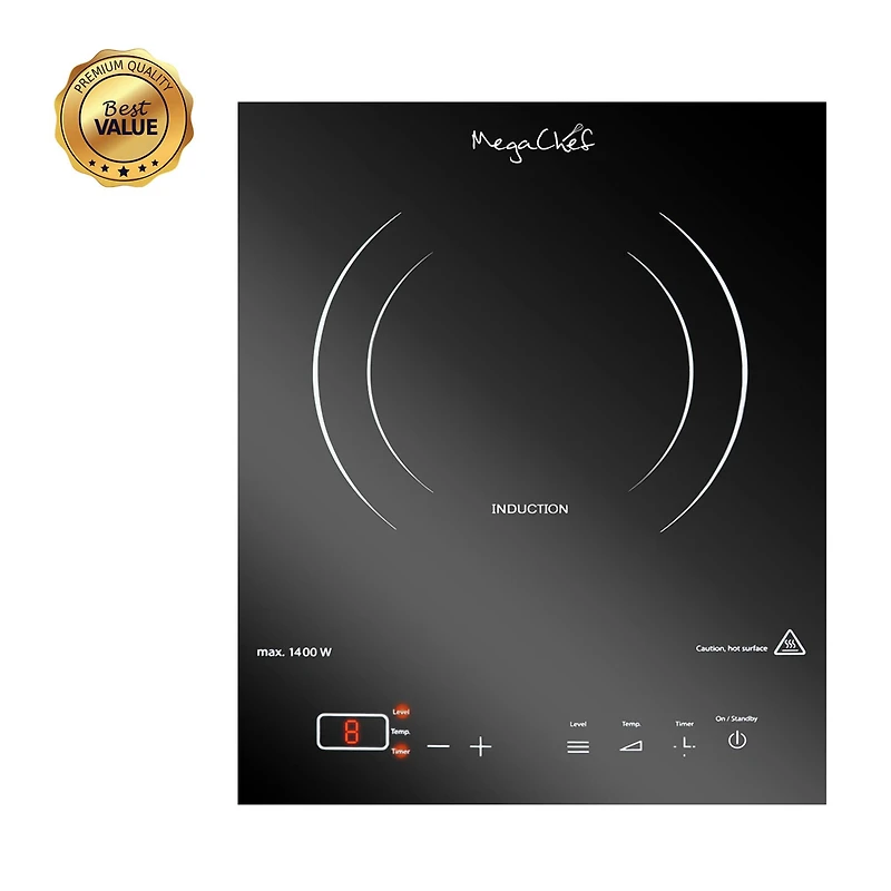 MegaChef Portable 1400W Single Induction Countertop Cooktop With Digital Control Panel
