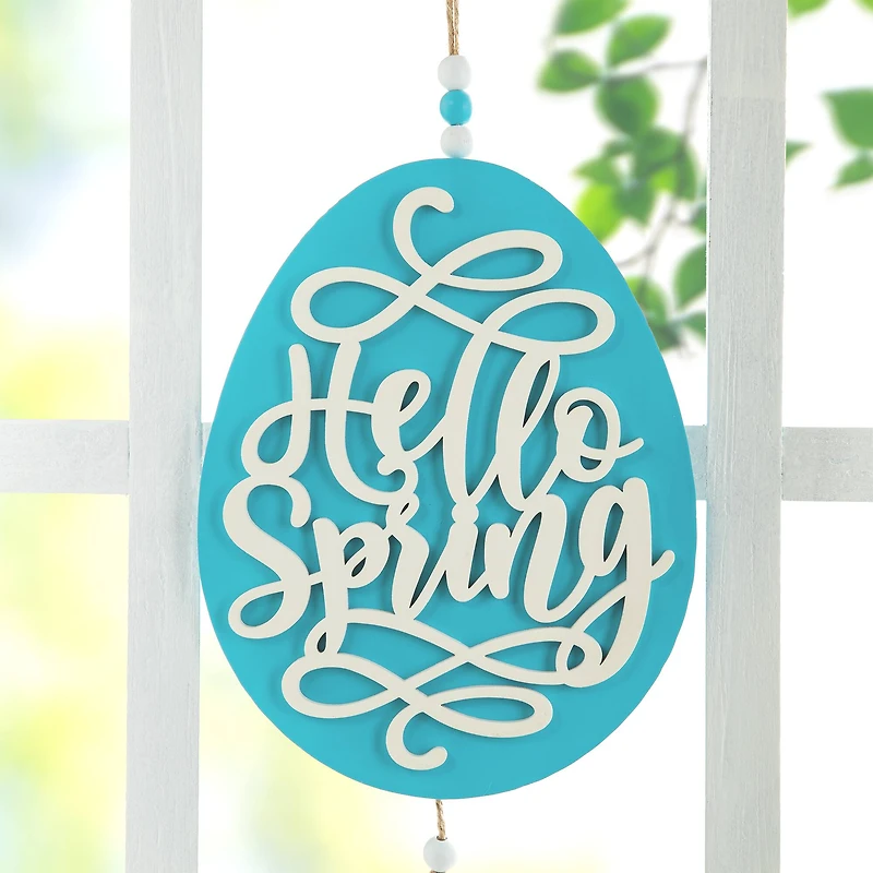 Glitzhome® 17" Easter Wooden Eggs Door Hanger Set