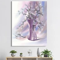 Designart - Pussy Willow Branches In Violet Glass Vase
