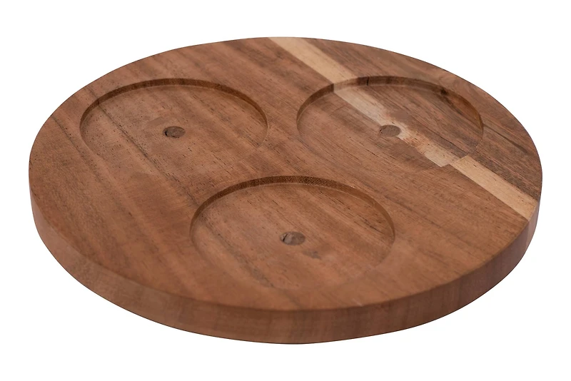 Hello Honey® Round Acacia Wood Board with Marble Pinch Pots & Spoons Set