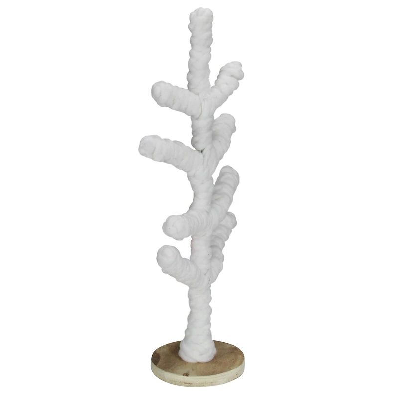 19.5" White Yarn Wrapped Christmas Tree Tabletop Decoration
